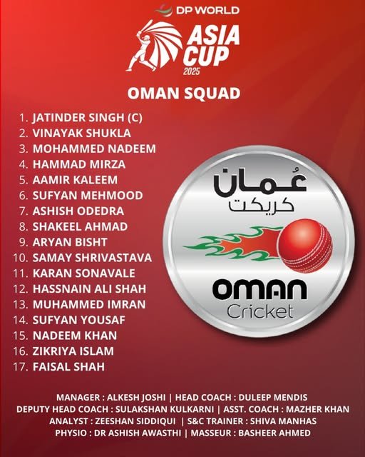 Asia cup 2025 oman squad