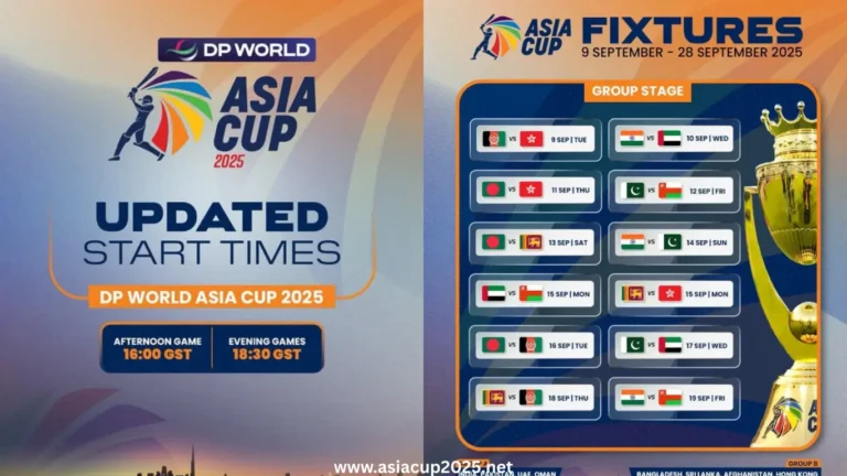 Asia Cup 2025 Match Timings Changed
