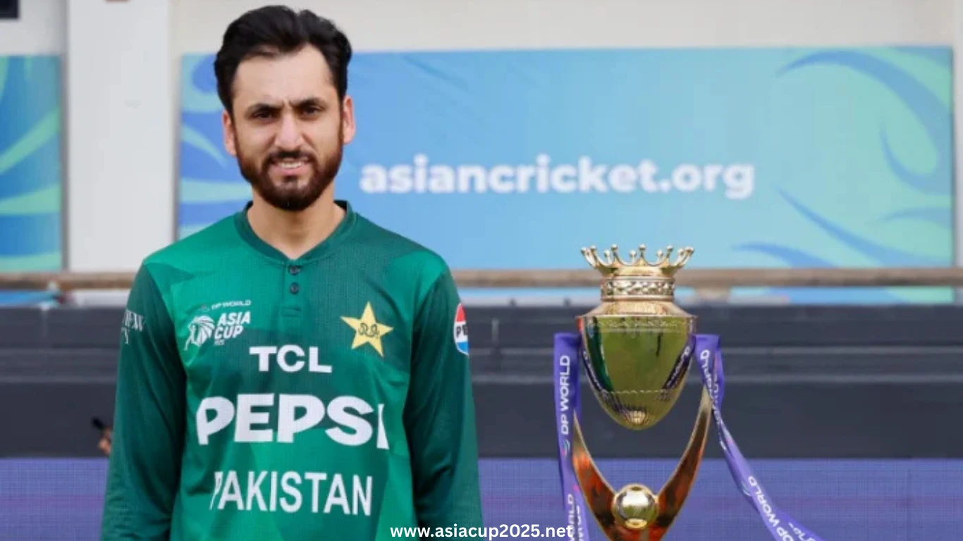 Salman Agha trophy photoshoot